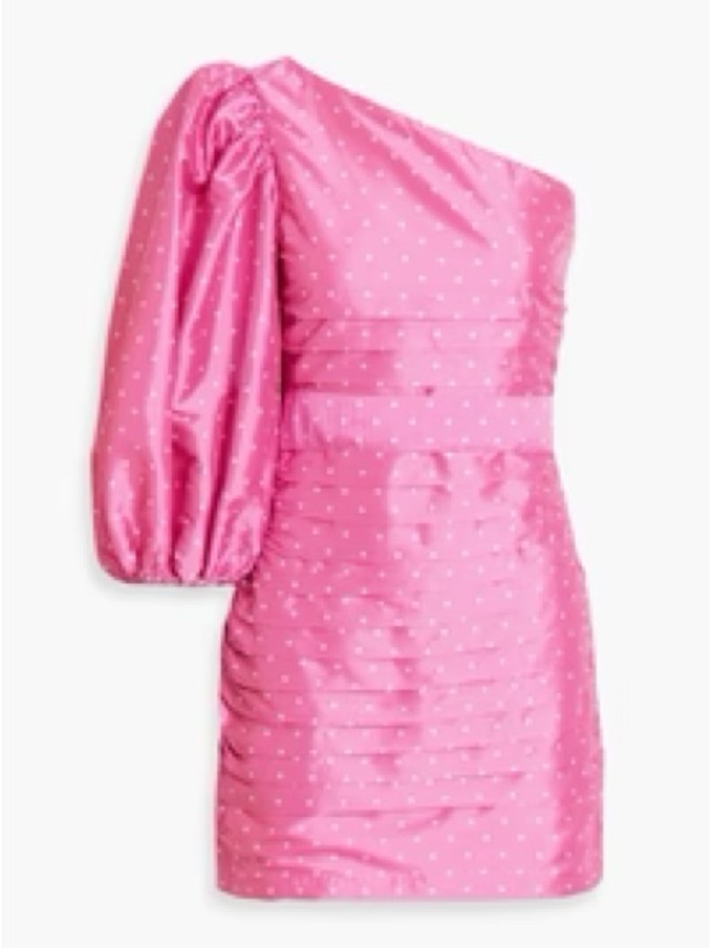 LoveShackFancy Pink One-Shoulder Puff-Sleeve Mini Dress